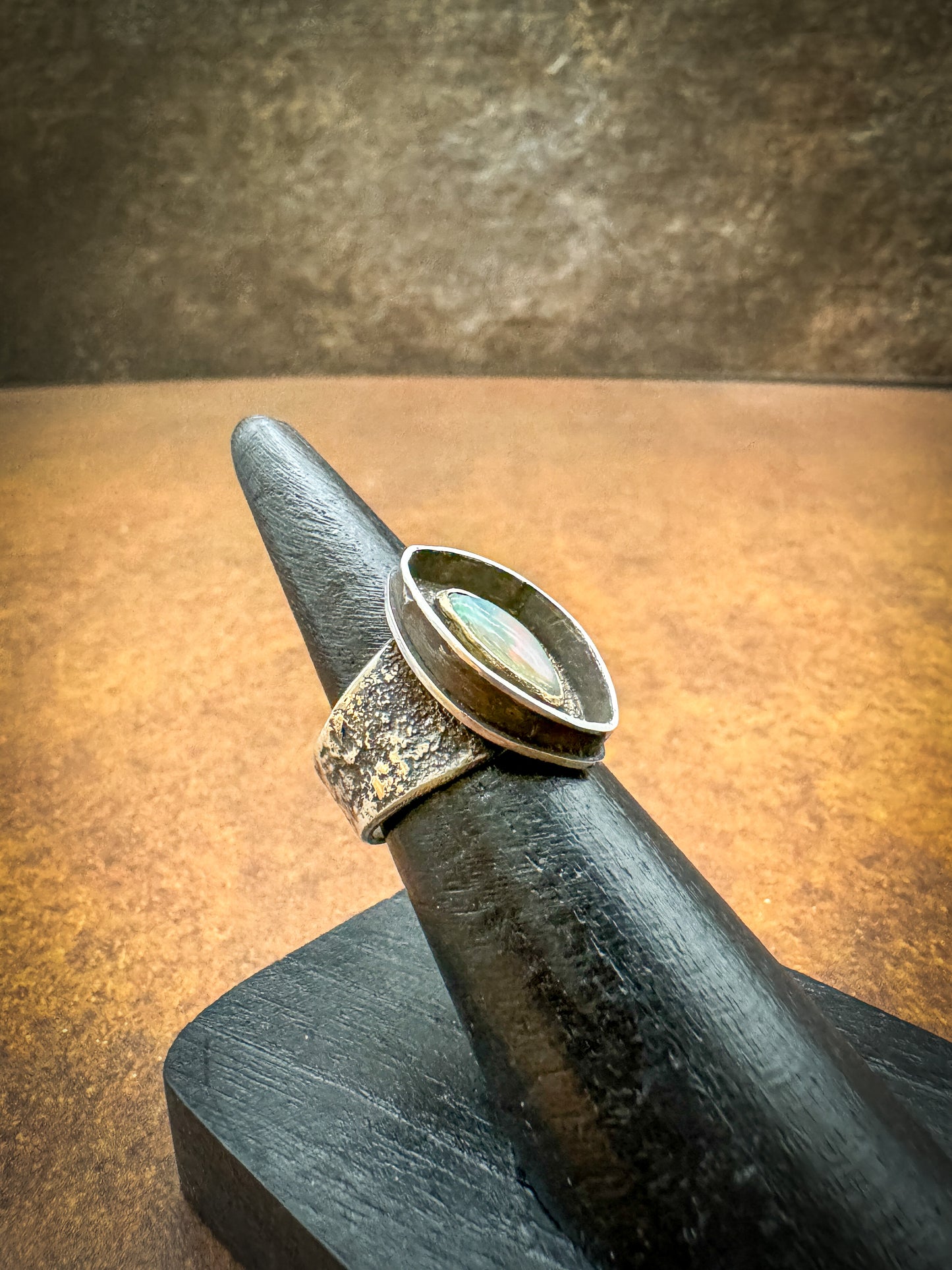 Opal shadowbox ring