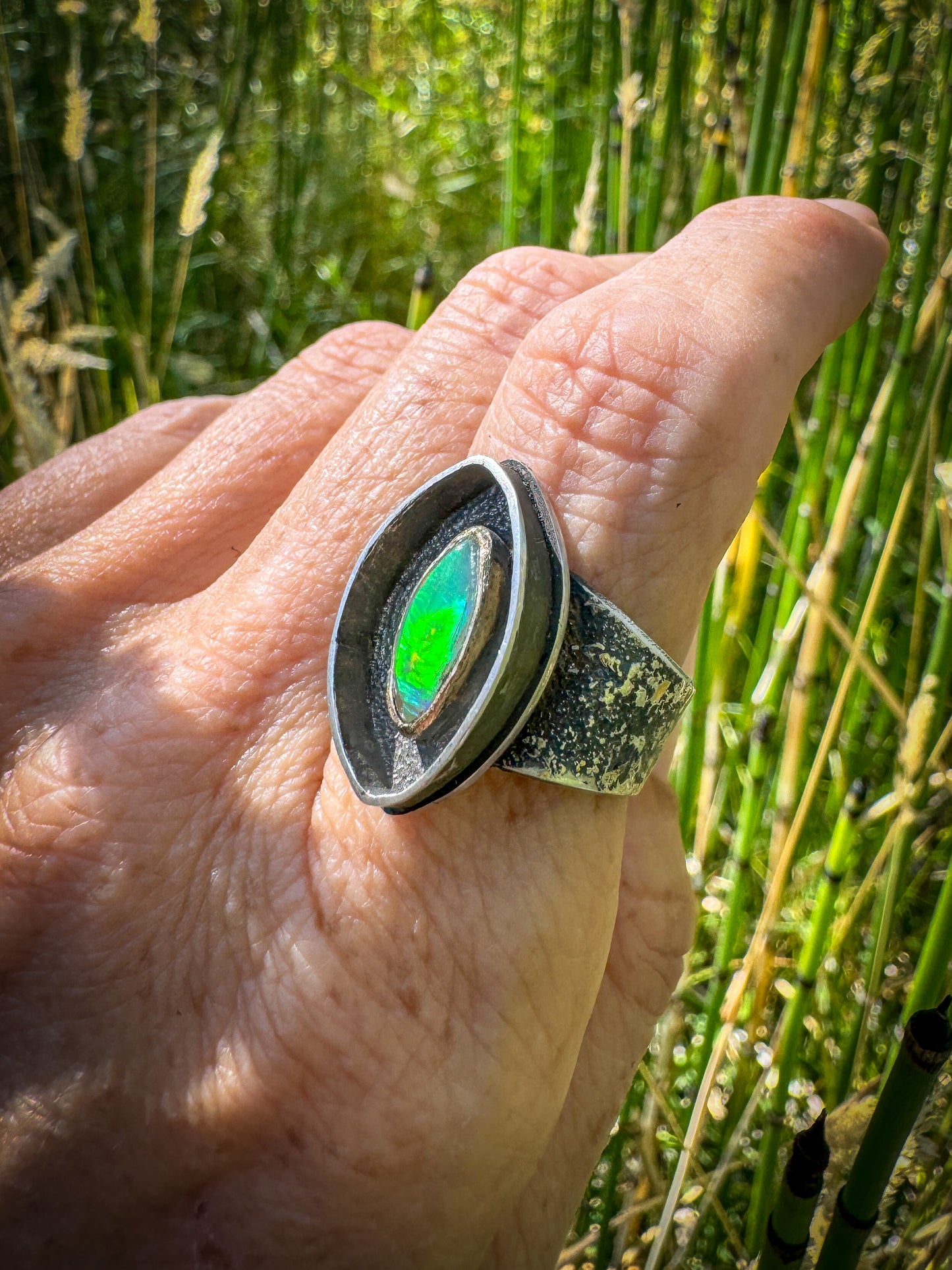 Opal shadowbox ring